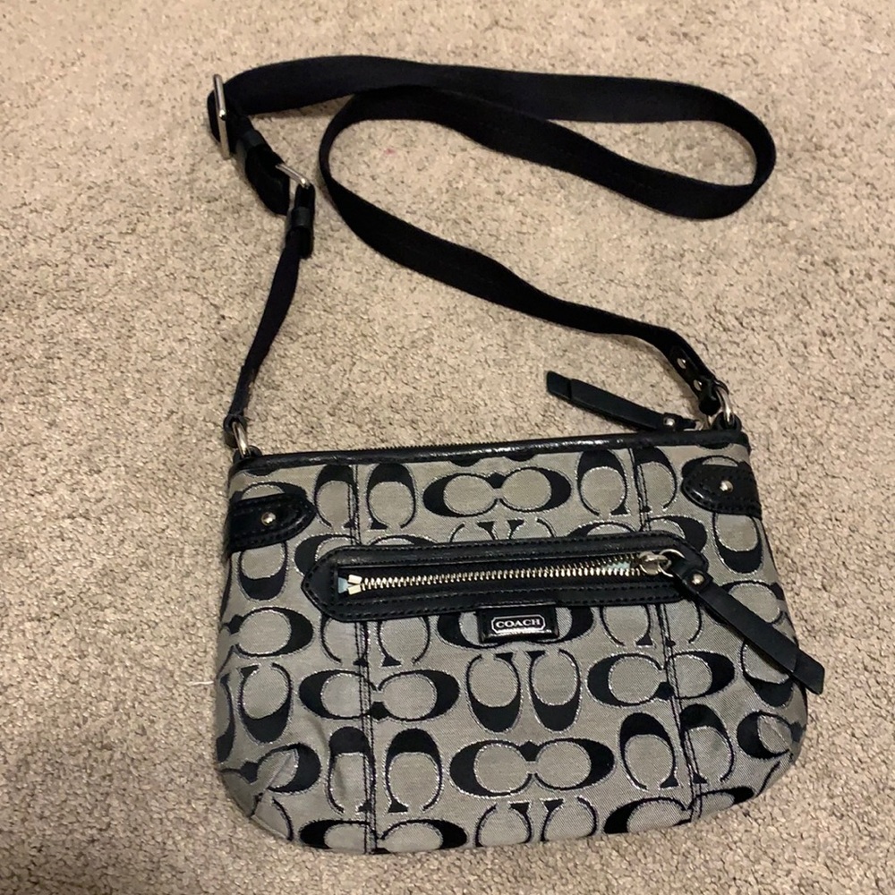 Black / gray silver coach crossbody